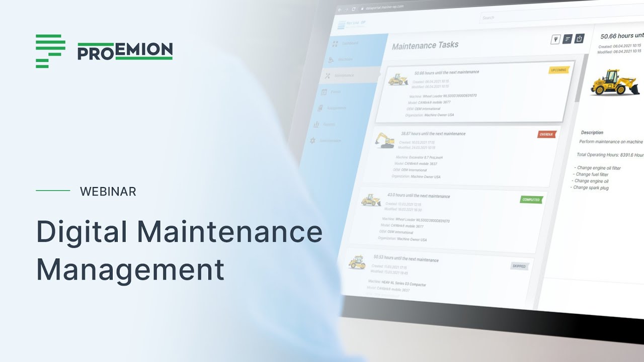Digital Maintenance Management | Proemion Webinar